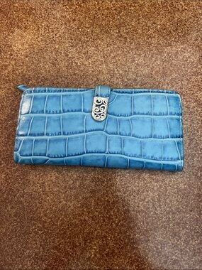 Brighton Blue Croc-Embossed Zip Wallet - Women